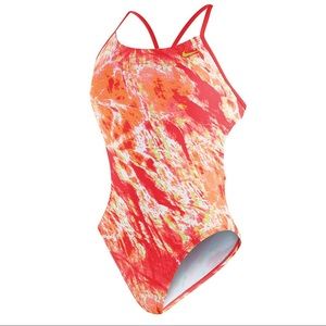 Nike Orange Acid Wash Cut Out Swimsuit